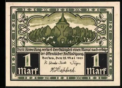 Notgeld Bosau 1921, 1 Mark, Das Kirchspiel