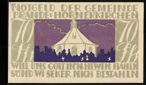 Notgeld Brande-Hörnerkirchen, 70 Pfennig, Die runde Kirche
