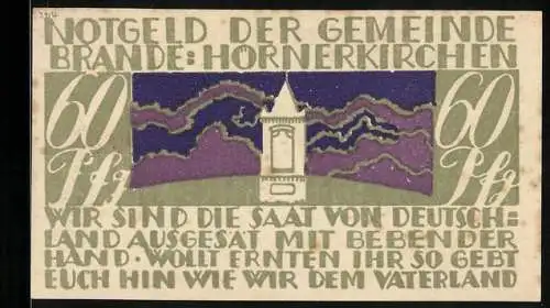Notgeld Brande-Hörnerkirchen, 60 Pfennig, Heiligenhäuschen auf dem Feld
