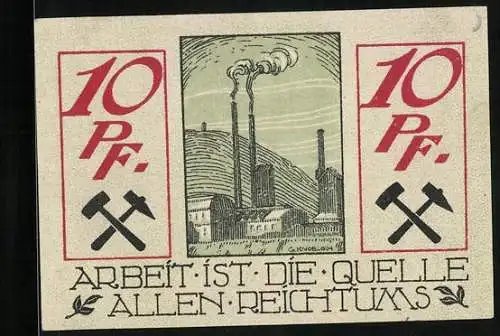 Notgeld Waldenburg i. Schl., 10 Pfennig, Fabrik