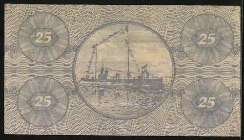 Notgeld Geestemünde, 25 Pfennig, Schiff, Wappen