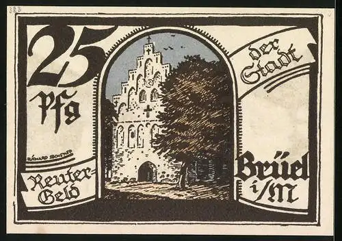 Notgeld Brüel i. M. 1922, 25 Pfennig, Kinder gehen in die Schule