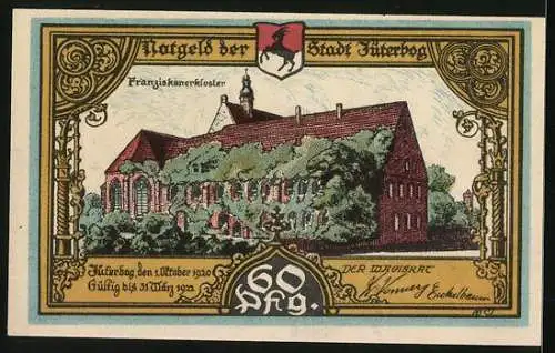 Notgeld Jüterbog 1920, 60 Pfennig, Franziskanerkloster, Marienkloster