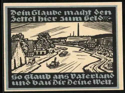 Notgeld Genthin 1921, 25 Pfennig, Uferaprtie mit Booten