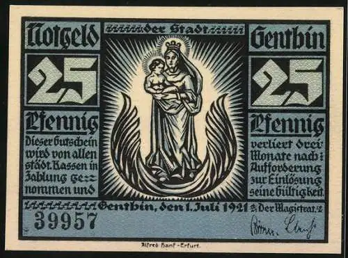 Notgeld Genthin 1921, 25 Pfennig, Uferaprtie mit Booten