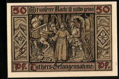 Notgeld Eisenach 1921, 50 Pfennig, Luthers Gefangennahme