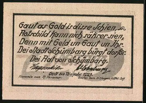 Notgeld Schönberg /Ratzeburg, 1923, 25 Pfennig, Teilansicht mit Kirche
