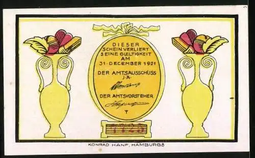 Notgeld Osterhorn /Hoernerkirchen 1921, 60 Pfennig, Stilisierte Vasen, Figur und rotes Herz
