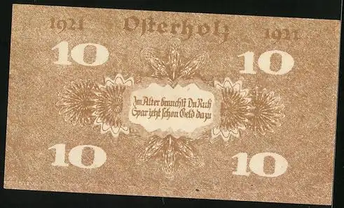 Notgeld Osterholz-Scharmbeck 1921, 10 Pfennig, Blüten-Ornamente
