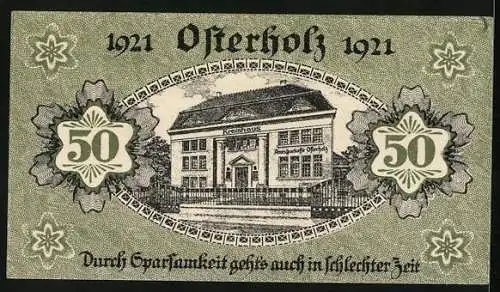 Notgeld Osterholz-Scharmbeck 1921, 50 Pfennig, Scharmbeck, Kreishaus, Ornamente