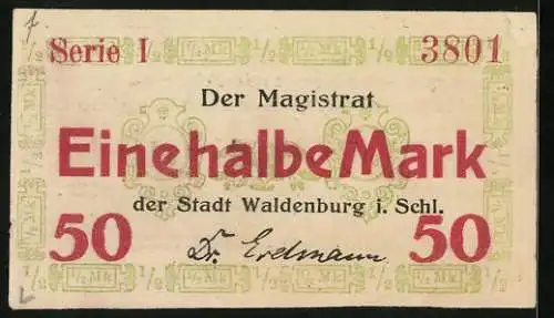 Notgeld Waldenburg i. Schl., 50 Pfennig, Ornamente