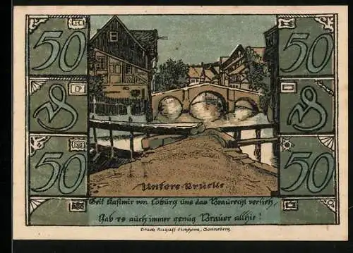 Notgeld Oberlind 1921, 50 Pfennig, Die untere Brücke