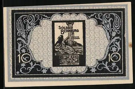 Notgeld Bernburg 1920, 10 Pfennig, Szene am Solbad