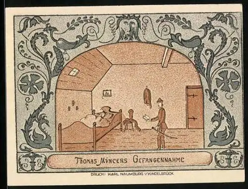Notgeld Oldisleben a. Kyffh. 1921, 50 Pfennig, Das Klostergut, Müncers Gefangennahme