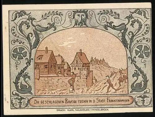 Notgeld Oldisleben a. Kyffh. 1921, 50 Pfennig, Die dicke Eiche, Die geschlagenen Bauern fliehen