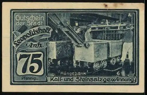 Notgeld Leopoldshall 1921, 75 Pfennig, Hängebank