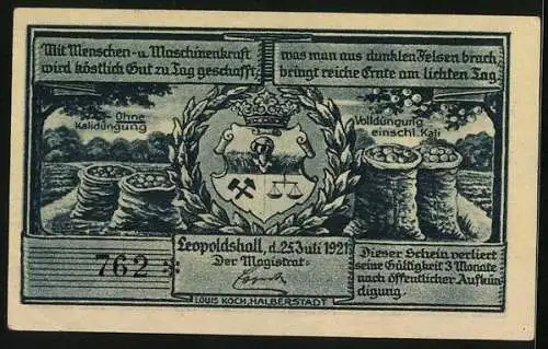 Notgeld Leopoldshall 1921, 75 Pfennig, Die Kali-Forschungsanstalt