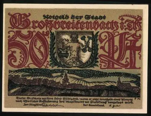 Notgeld Grossbreitenbach i. Thüringen, 50 Pfennig, Spielzeugherstellung