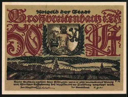 Notgeld Grossbreitenbach i. Thüringen, 50 Pfennig, Töpferei