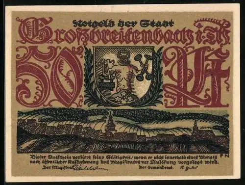 Notgeld Grossbreitenbach i. Thüringen, 50 Pfennig, Die Holzindustrie