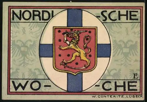 Notgeld Lübeck 1921, 50 Pfennig, Ausstellung Nordische Woche, Blick auf den Dom