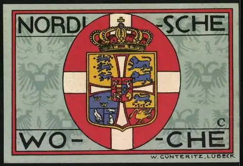 Notgeld Lübeck 1921, 50 Pfennig, Ausstellung Nordische Woche, Ansicht des Doms