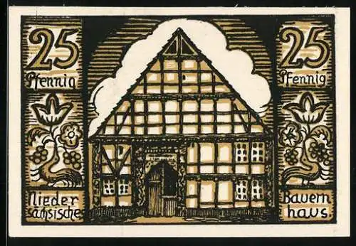 Notgeld Hofgeismar, 25 Pfennig, Niedersächsisches Bauernhaus, Stube