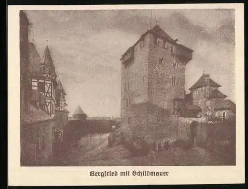Notgeld Burg a. d. Wupper 1921, 50 Pfennig, Bergfried mit Schidmauer