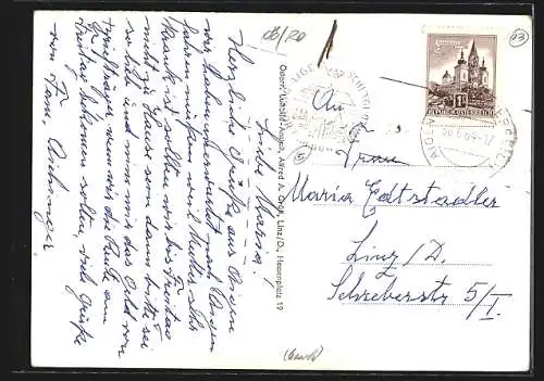 AK Aigen /Mühlkreis, Fliegeraufnahme mit Kirche und Strassenpartie