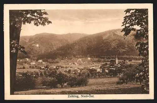 AK Zelking /Nied.-Öst., Ortspartie mit Kirche