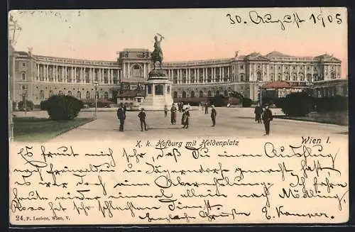 AK Wien, K. k. Hofburg mit Heldenplatz