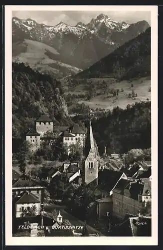 AK Feldkirch, Teilansicht mit Kirche gegen Gurtisspitze