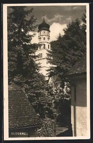 AK Bludenz, Ortspartie mit Turm