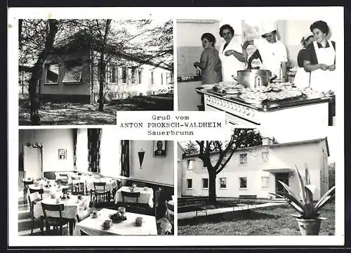 AK Bad Sauerbrunn, Gasthaus Anton Proksch-Waldheim, Personal in der Küche