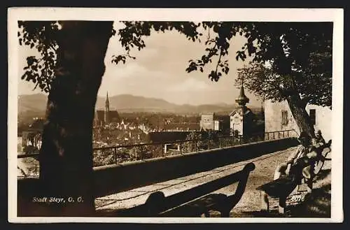 AK Steyr /O. Ö., Ortsansicht mit Kirche