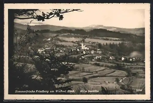 AK Friedberg am Wechsel, Blick auf Ort und Kirche
