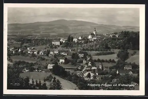 AK Friedberg-Pinggau a. d. Wechselbahn, Ortsansicht mit Kirche aus der Vogelschau