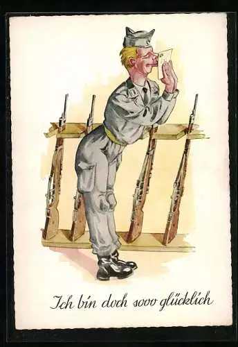 AK Ich bin doch sooo glücklich, Bundeswehrhumor