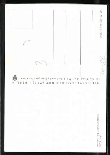 Künstler-AK Soldaten der NVA bei sportlichen Übungen, Karikatur