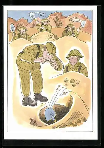 AK Serie: NVA, Soldaten graben Unterschlupf