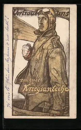AK Pilot zeichnet Kriegsanleihe, Und ihr?, Propaganda 1. Weltkrieg