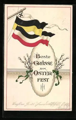 AK Ein gesegnetes Osterfest, Zweibund Deutschland-Österreich