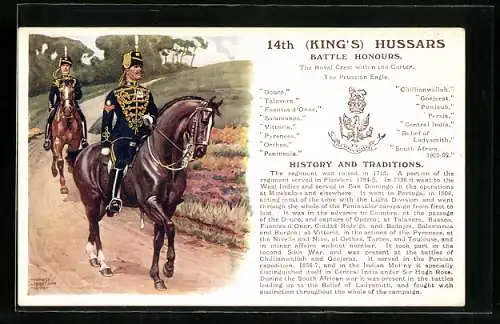 Künstler-AK Ernest Ibbetson: 14th Kings`s Hussars, Regiment, Uniformen