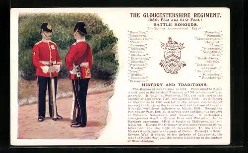 Künstler-AK The Gloucestershire Regiment, Britische Soldaten in Uniform