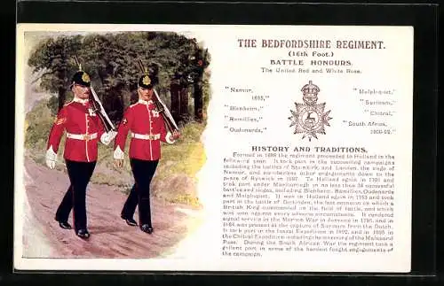 Künstler-AK The Bedfordshire Regiment, Zwei Soldaten am Marschieren