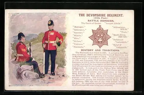 AK The Devonshire Regiment, Battle Honours, Britische Soldaten in Uniformen