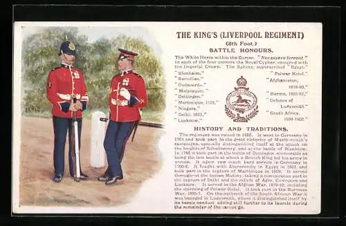 Künstler-AK The King`s Liverpool Regiment, Zwei Soldaten an einer Schranke