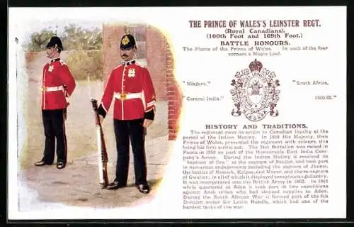 Künstler-AK The Prince of Wales`s Leinster Regiment, Royal Canadians, Soldaten in Uniform stehen Wache