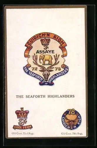 Künstler-AK The Seaforth Highlanders, Wappen vom Regiment