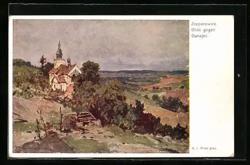 Künstler-AK Rotes Kreuz Nr. 223, Zcepanowice, Blick gegen Dunajec, Panorama